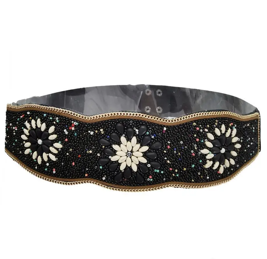 Bohemian Fashion Vintage Charm Belt Belly Chain Inlay Imitation Turquoise Resin Beads Elastic Adjustable Waist Belly Chain Body