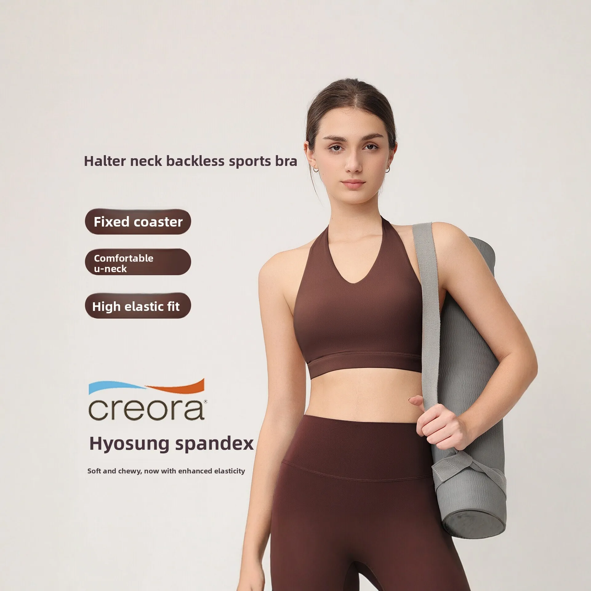 Women's Halter Sports Bra with Fixed Pads, Shockproof & Push-Up, Racerback Yoga & Pilates Top for Tennis and Fitness - view 3
