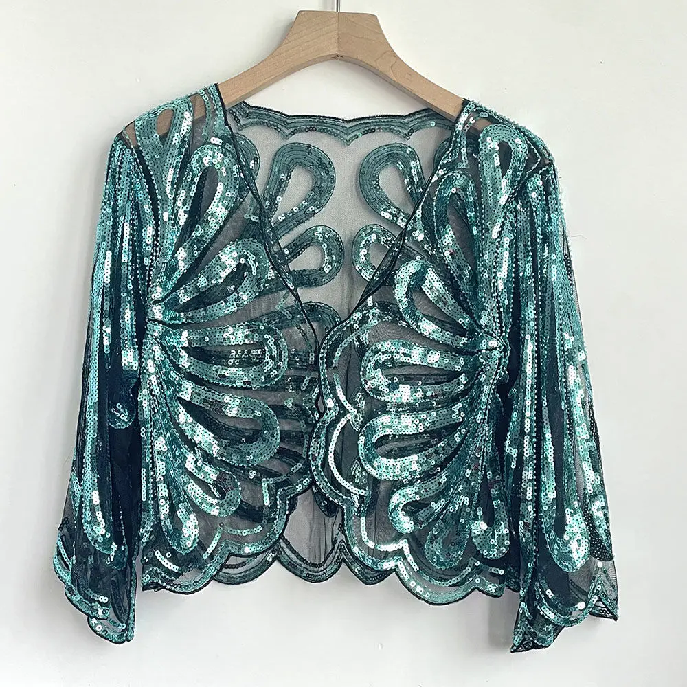 

Женская шаль с блестками, короткая куртка, модный сетчатый кардиган, защита от солнца, свободный крой, прозрачная накидка, стильные летние топы