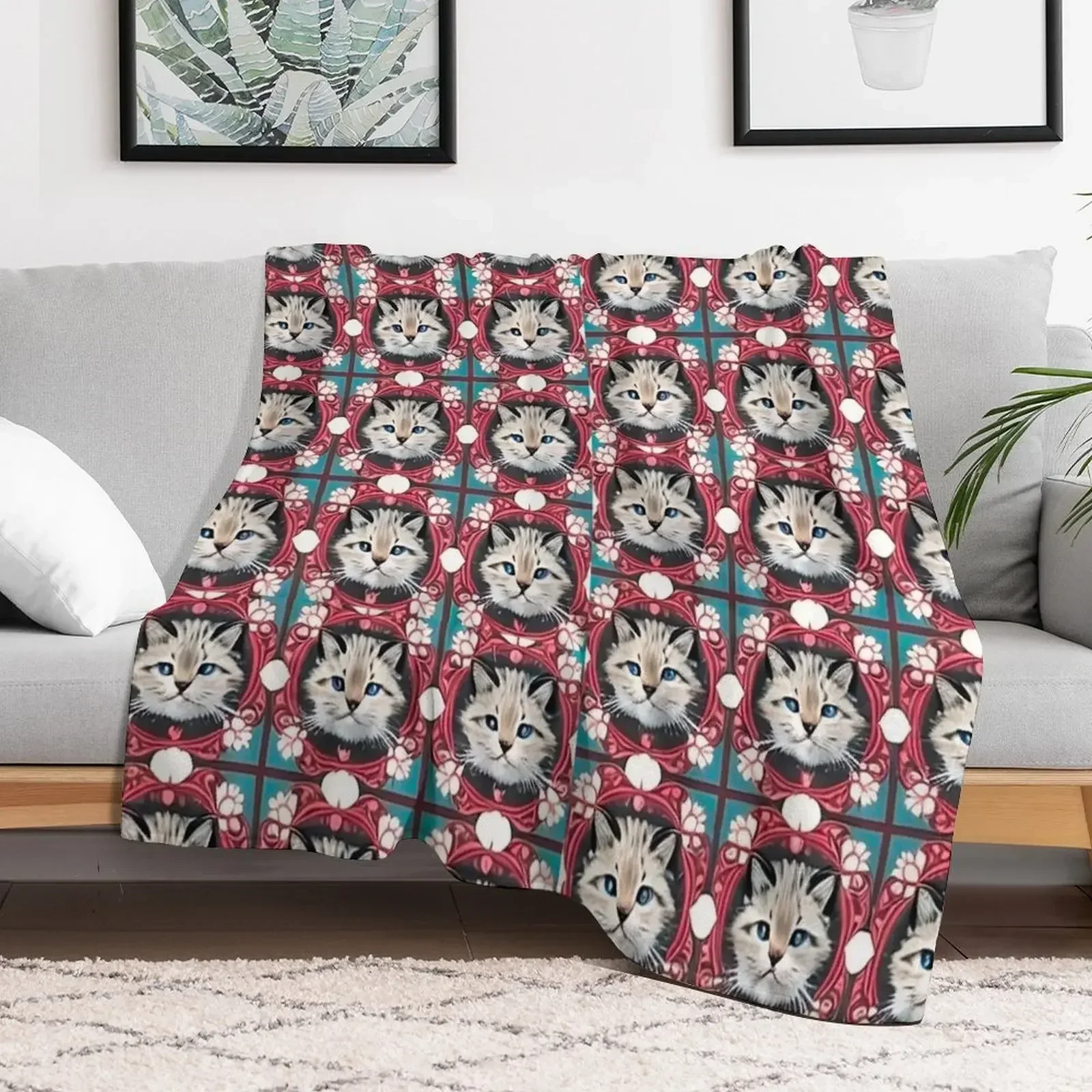 

cat pattern Throw Blanket Multi-Purpose For Baby Moving Blankets