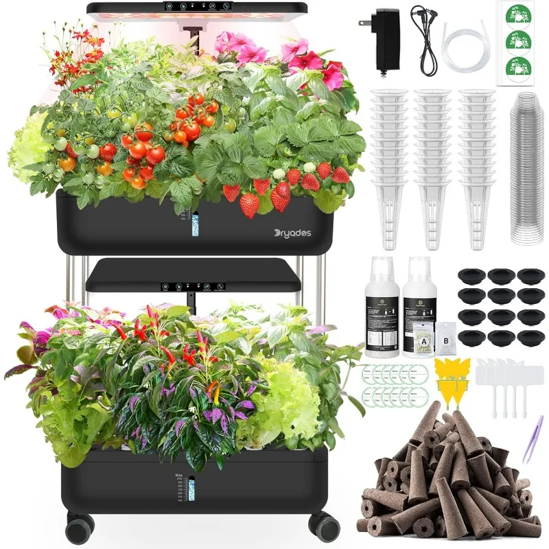 

Hydroponics Growing System Indoor Garden - DRYADES 44 Pods Herbs Garden Kit Indoor with LED Grow Light