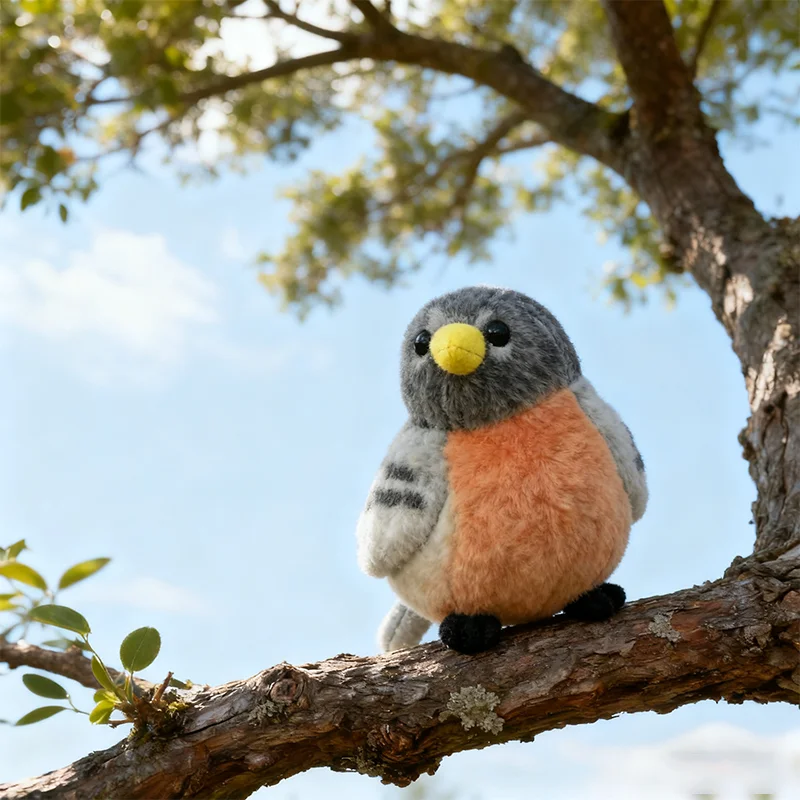 

25CM Kawaii Cartoon Little Fat Bird Robin Plush Toys Lifelike Soft Stuffed Animal Pillow Accompany Sleep For Kids Birthday Gifts