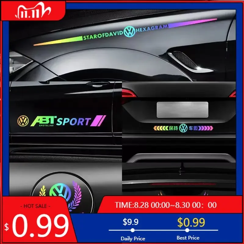 

VW GTI GOLF 2026 Hot For VW VOLKSWAGEN New 1pcs Car Laser Vinyl Wing Sticker Decals Auto Styling Stickers For Volkswagen Golf 5