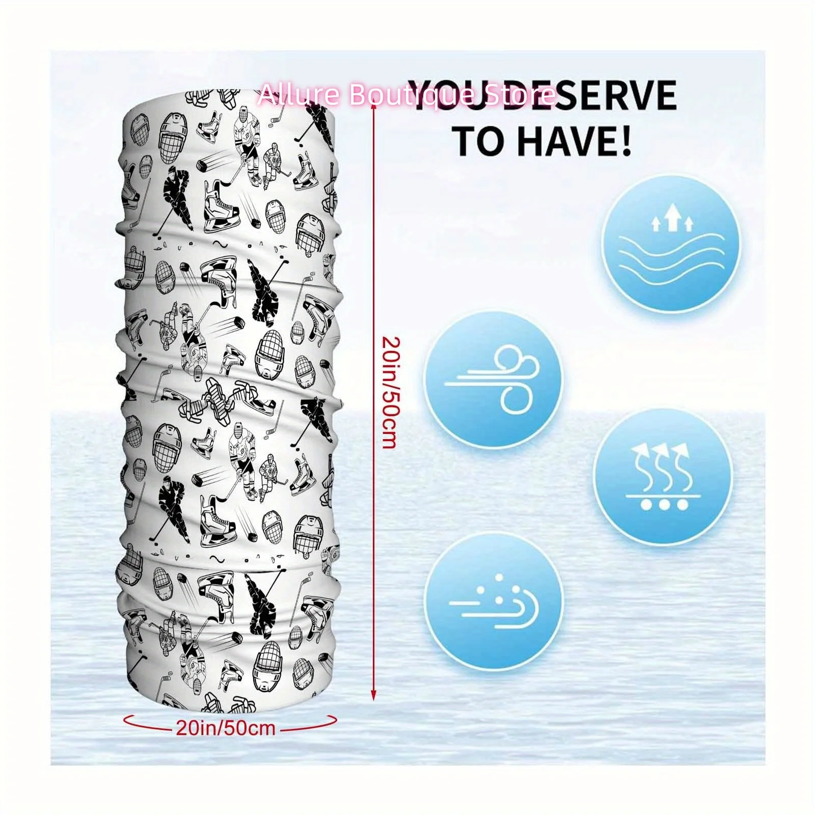 Hockey Equipment, Monochrome, Athletic Gear Multi Functional Print Scarf Men Women Unsix Mask Neck Mask Suitable Outdoor and Hea