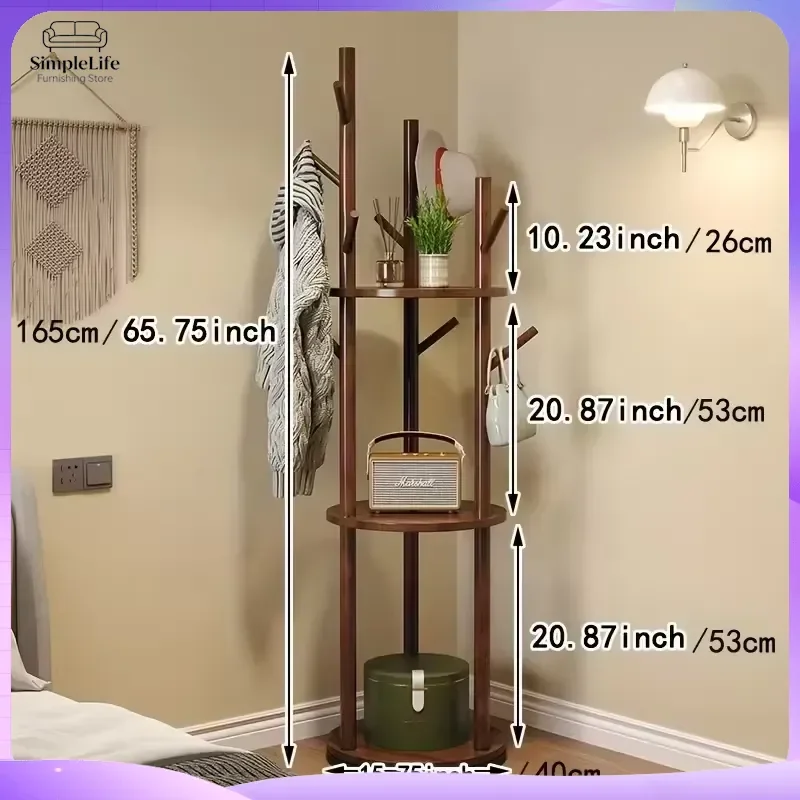 Floor to Ceiling Coat Rack Wooden Clothes Hanger Stand Living Room Bedroom Entryway Organizer Heavy Duty Garment Storage