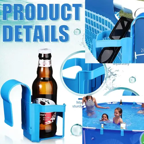 Imagen 2 del producto Colgador de vasos de agua para piscina, soporte para bebidas sobre la piscina, estante de almacenamiento de cerveza, herramienta de 1 a 10 piezas