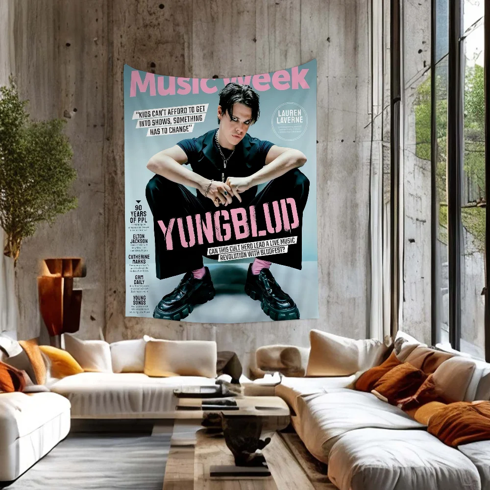 

Hot Yungblud Rock Music Singer Star Cartoon Tapestry Wall Hanging Decoration Household Home Decor