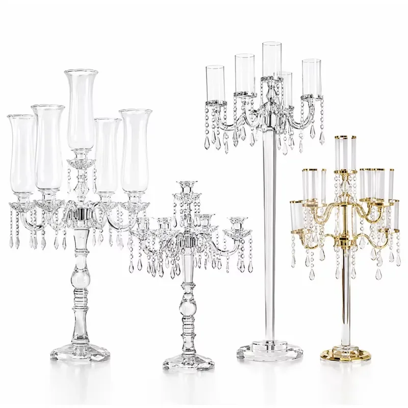 Elegant Nine Arm Glass Crystal Candlestick Holder Luxury Home Decor Centerpiece for Wedding Table Interior Design Premium