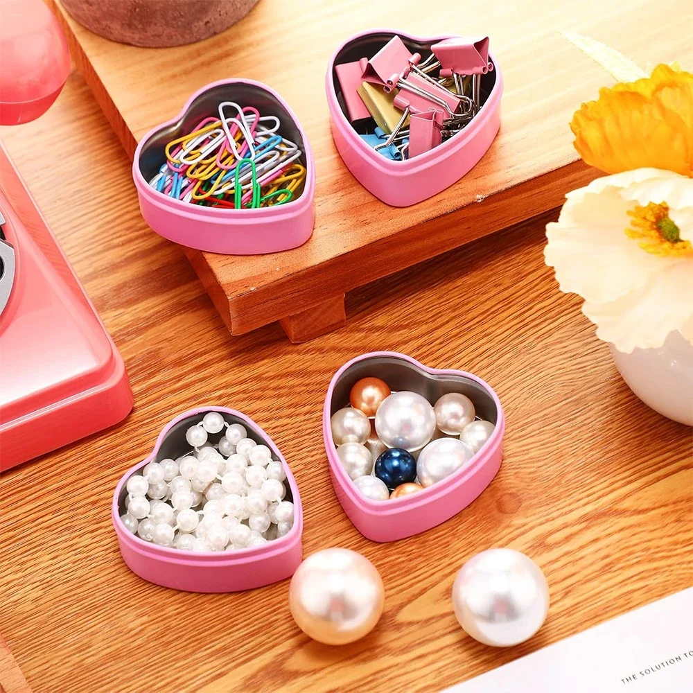 12PCS 2oz Heart Shaped Metal Tins Tinplate Empty Candy Jars Empty Refillable Aluminum Candies Cans DIY Crafts Cosmetic Container