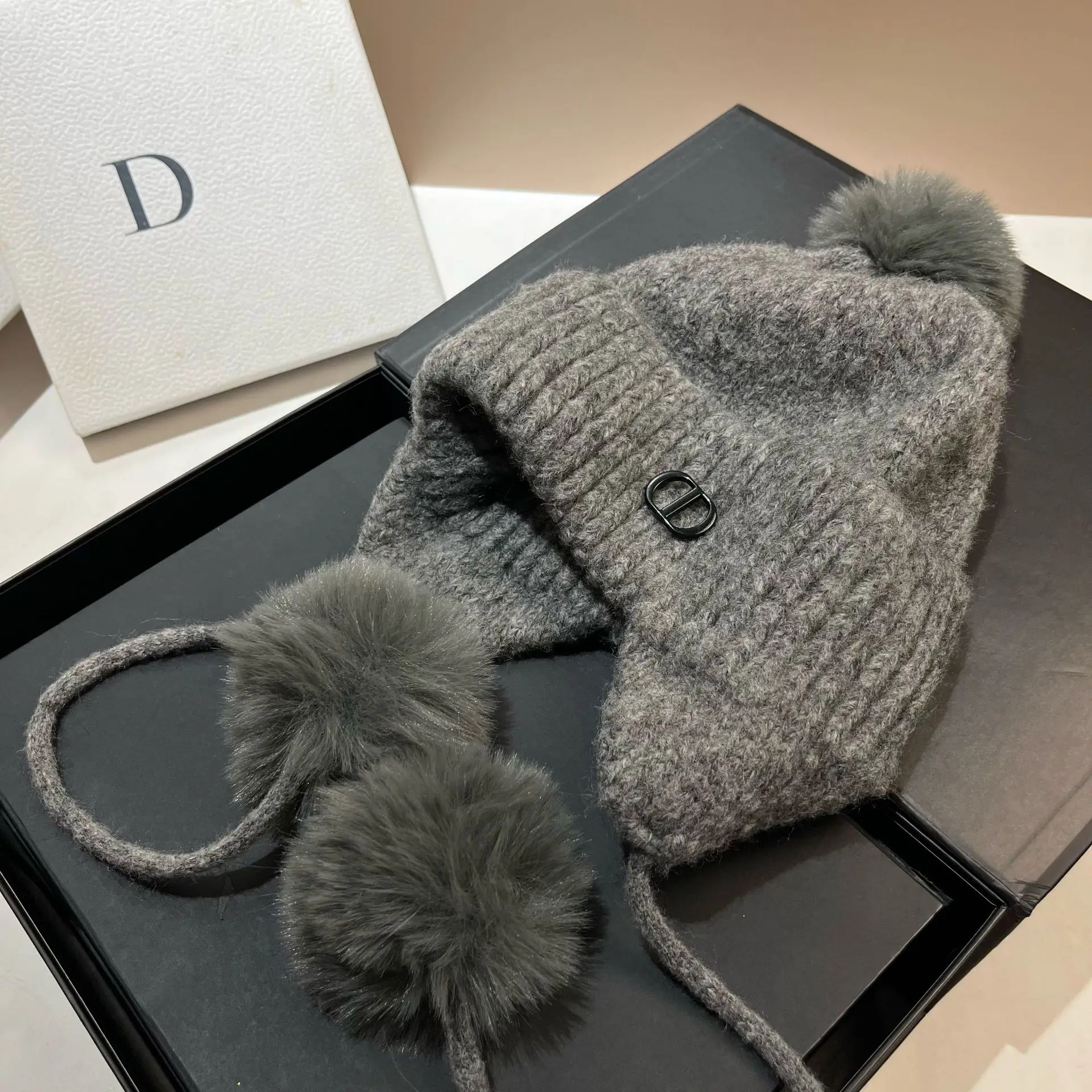 

Winter Warm Knitted Beanie with Pom Pom Cuff Ear Flap Women 2025 Thick Wool Blend Skull Cap for Outdoor Ski Cold Weather