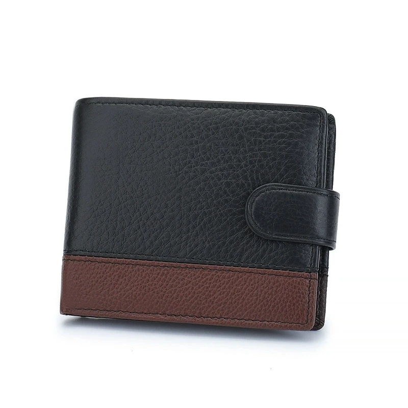 رجل قصير محفظة جلدية حقيقية حامل بطاقة الموضة محفظة نسائية للعملات المعدنية البسيطة الذكور جلد البقر الحقيقي مخلب مع صندوق