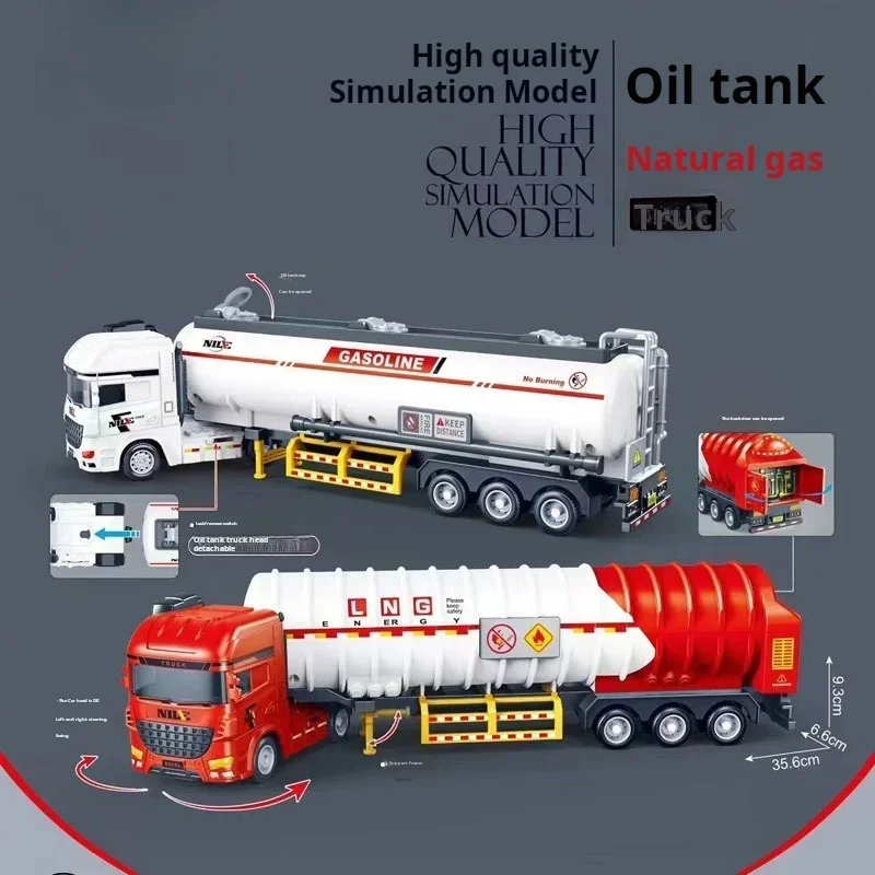 Model tankerki na olej 1/50, symulowany transporter dla dzieci, pojazd inżynieryjny, plastikowy model inercyjny, zabawka dla dzieci, chłopców, prezent na Nowy Rok