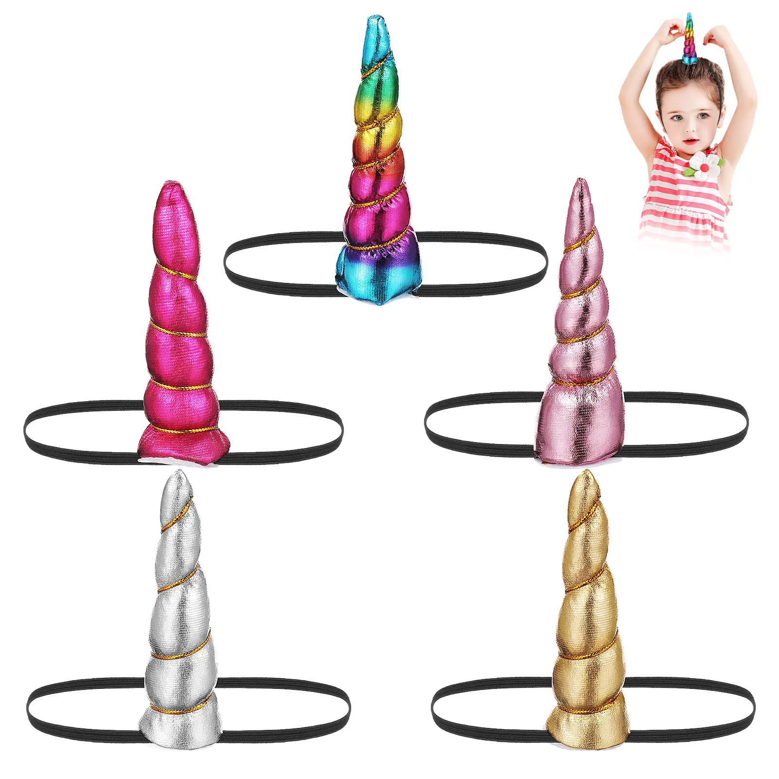 

5Pcs Elastic Hair Band for Girls Kids Teenagers Adjustable Stretch Headwrap for Daily Wear Party Gift Hair