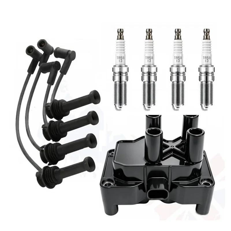 Ignition Coil Pack Spark Plugs & Ignition Leads Kit For Ford Fiesta MK6 MK7 1.25 1.4 1.6 16V 2005-2012 Engine Replacement Parts