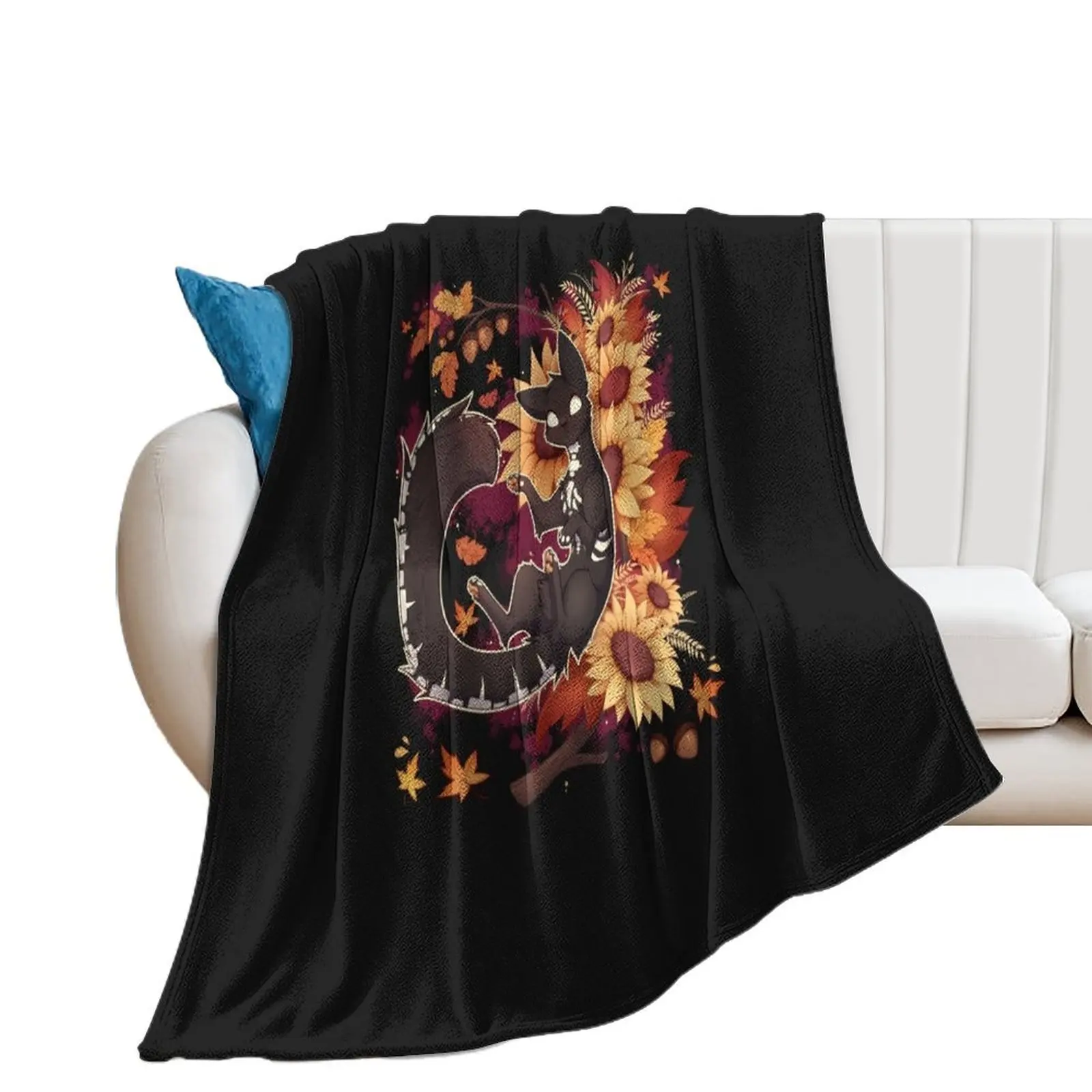 

Spooky Season Cat Throw Blanket wednesday Travel Blankets