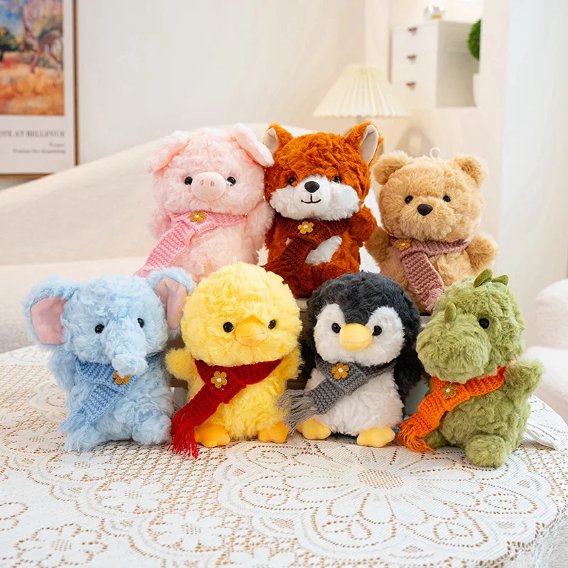 Kawaii سطح المكتب الصغير الكرتون الحيوانات الأليفة الحيوان ألعاب من القطيفة محشوة ديناصور البطريق أصبع الفرخ الثعلب دمية لطيف المفاتيح أكياس ديكور