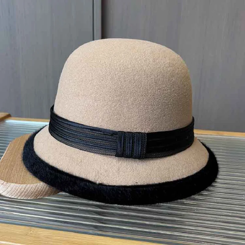 New arrivalcasual sheep fisherman hatfall and winterfrenchretro bowler hat women's heattechfashion felt hat