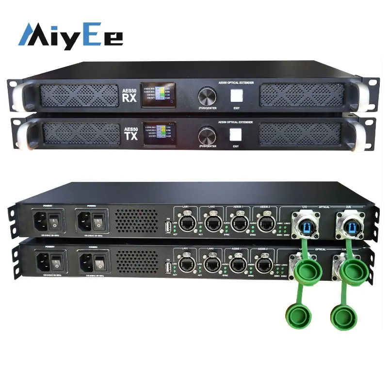 DN50 Max Dual Port AES50 Fiber Optic Extender Dual Channel Gigabit Network Fiber Optic Transceiver TX & RX