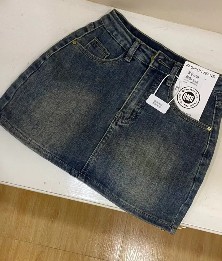 Women's Blue A-line Denim Skirt Y2k Jean Shorts Skirts Harajuku 90s Vintage Mini Cowboy Skirt 2000s Fashion Clothes Summer w69