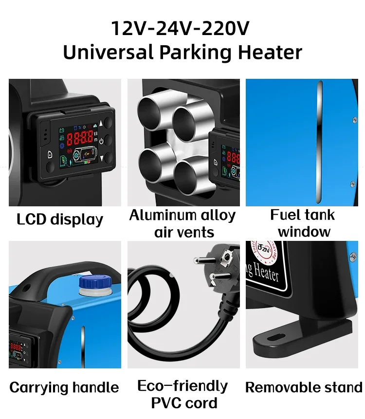 2025年新型ディーゼルヒーター 220V ポータブルエアヒーター 5KW パーキングヒーター 12V 24V 車、トランク、船舶、キャンプ、または家庭用