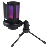 ME6S Wired Cardioid RGB Gaming Microphone USB Mic with Tripod and Pop Filter for PC & Mobile Computer Dynamic Microphone