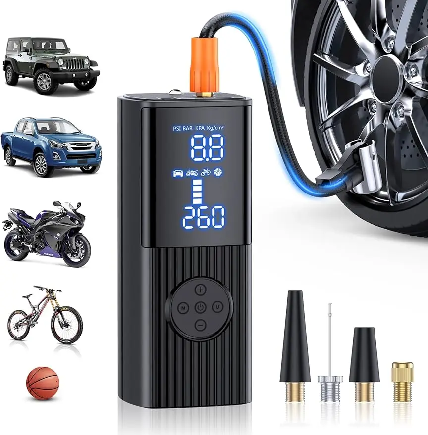 Tire Inflator Portable Air Compressor - 180PSI & 20000mAh Portable Air Pump Accurate Pressure LCD Display 3X Fast Inflation