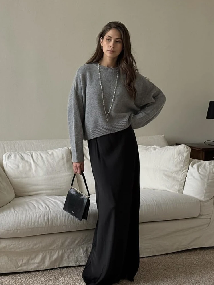 Vrouwen Basic Ronde Hals Trui Herfst Winter Casual Gebreide Trui 2025, Mode Oversize Korte Gebreide Trui Vrouwelijke Dikke Top