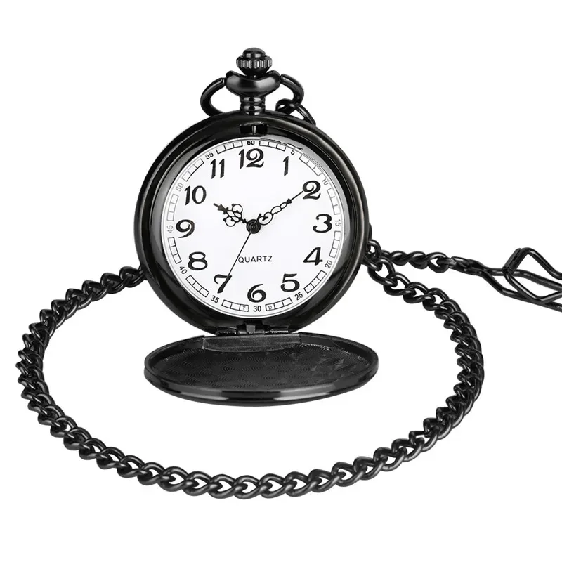 Classic Black Pocket Watch To My Grandson i Love You Boy Men Quartz Analog Clock with Pendant Chain Fob Watch Gift To Kids