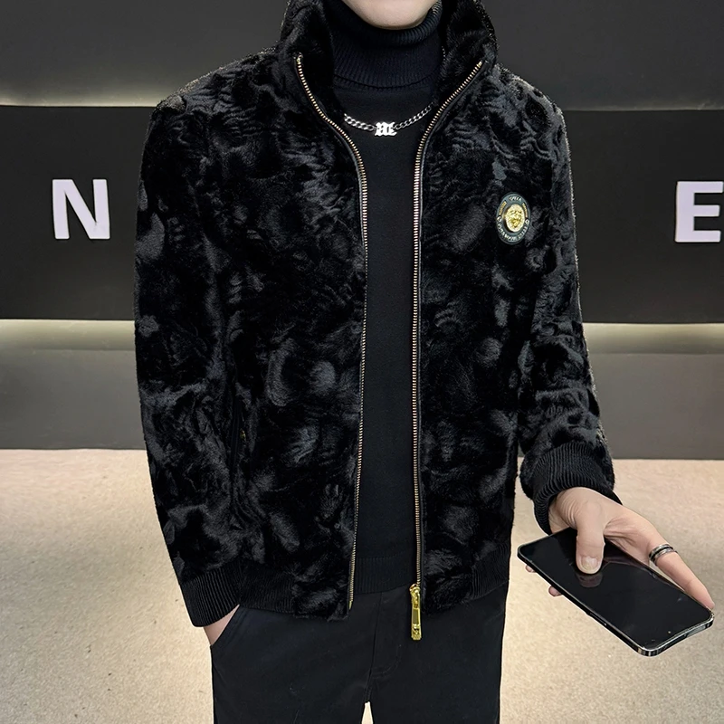 2026 Nuovo Autunno Inverno uomo finto cappotto di pelliccia di visone risvolto spesse giacche calde moda uomo eco-friendly cappotti caldi giacche da uomo