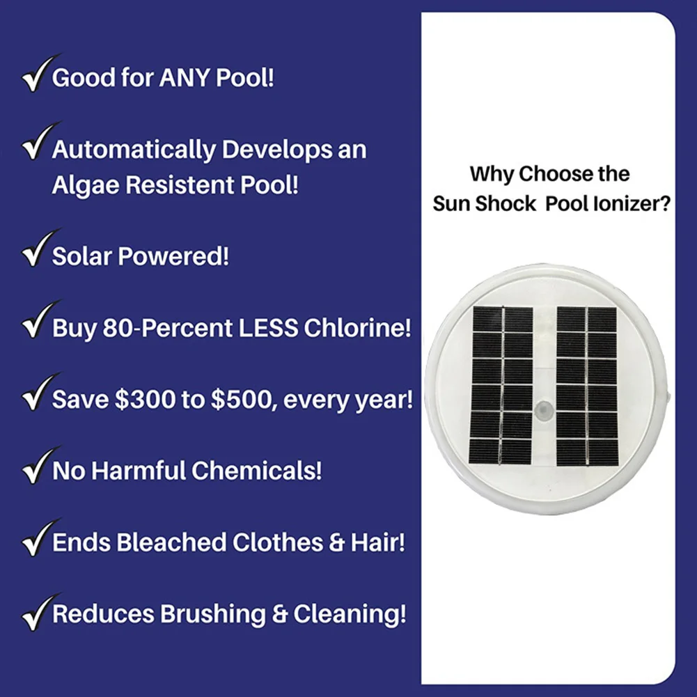 Solar Copper Pool Ionizer Floating Pool Cleaner Chlorine-Free Sun Shock & Water Purifier Pool Accessories