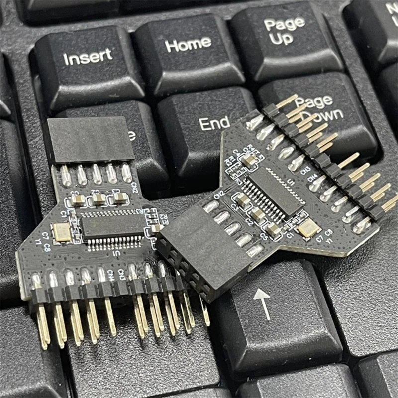 USB 2.0 9-pins splitter Moederbord USB 9-pins header 1 tot 2 verlengadapter 9-pins USB HUB USB2.0-connectoren voor RGB-lamp