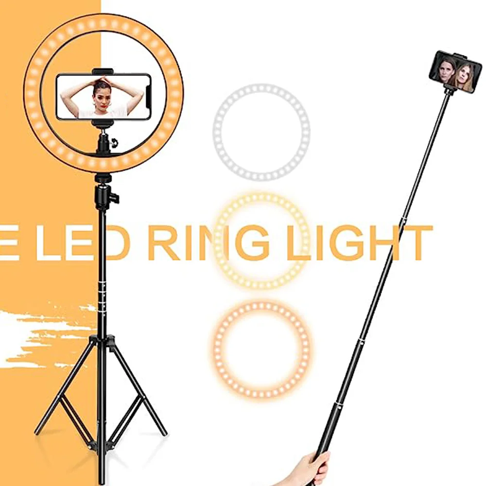 

LED Ring Light 12" 30CM with Tripod Stand & Phone Holder for Live Streaming & YouTube Video,Dimmable Desk Makeup for Photography