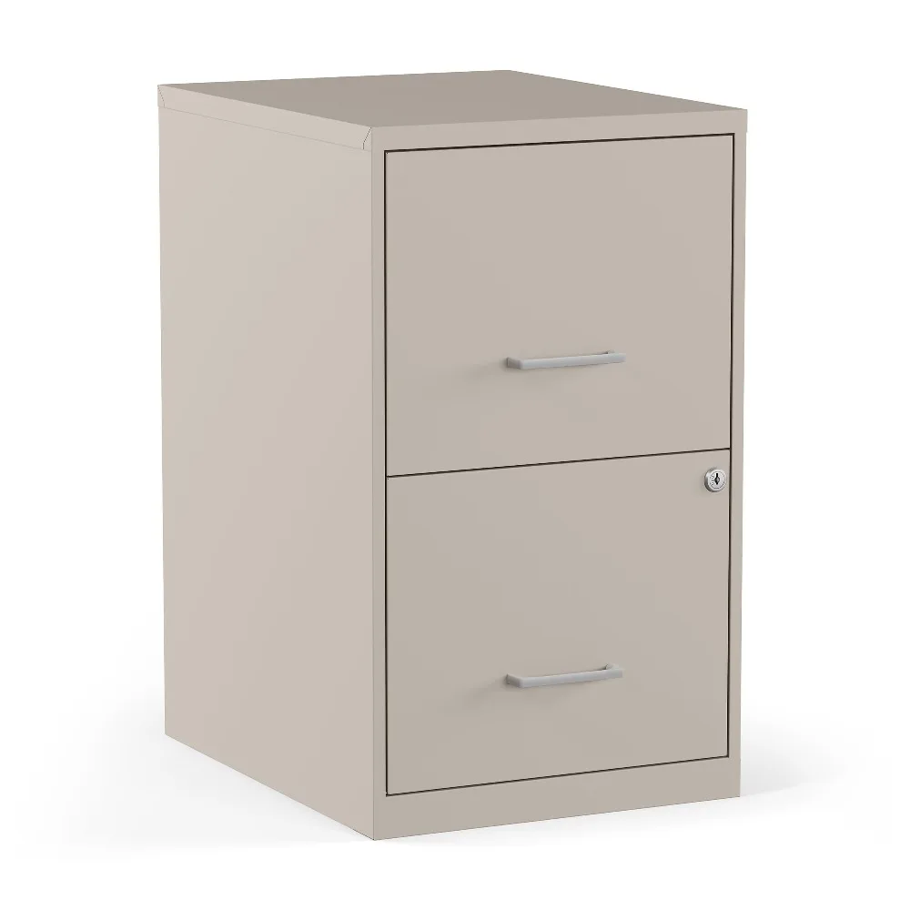 Vertical File Cabinet, 2-Drawer, Letter/Legal, Locking, Putty | Compact rolling cabinet for secure document storage in