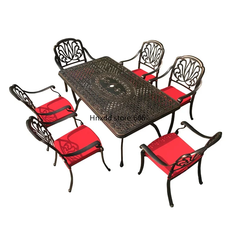 

Balcony wrought iron leisure European-style villa courtyard waterproof and sunscreen outdoor tables and chairs