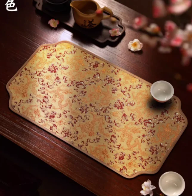 Custom Chinese Dragon Silk Brocade Placemats, Rectangle Insulation Pads, Dining Tea Coffee Table Mats