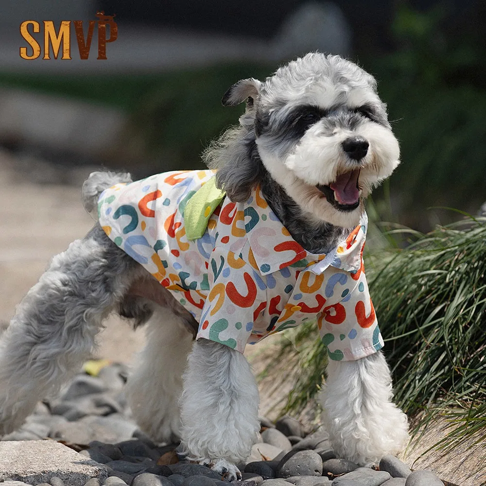 

Small Medium and Large Dogs Summer Fresh Letter Print Splicing Shirt Pet Dog Clothes Designer Dog Clothes