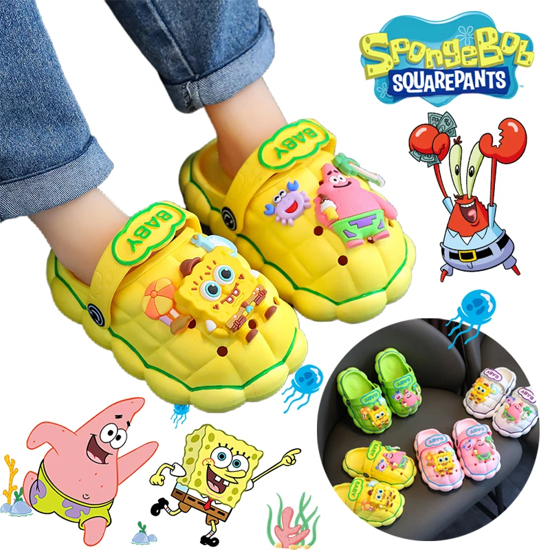 Anime SpongeBob Children Slippers Cartoon Patrick Star Garden Shoes Home Non-slip Bathroom Slippers Cute Kids Shoes Gift 13-21CM