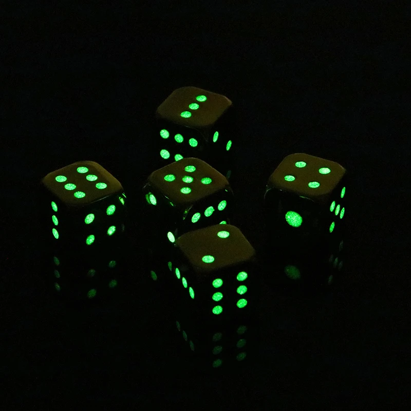 5PCS/1Set Metal Fluorescent Dice Golden/Silver/Bronze Funny Game Dice Six Sided Decider Board Game Acessorios 13mm