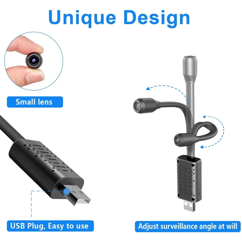 W11 WiFi Surveillance Camera HD USB Adjustment Angle Application Real-time Remote Push Alert Only Works with 2.4GHz Wi-Fi Router