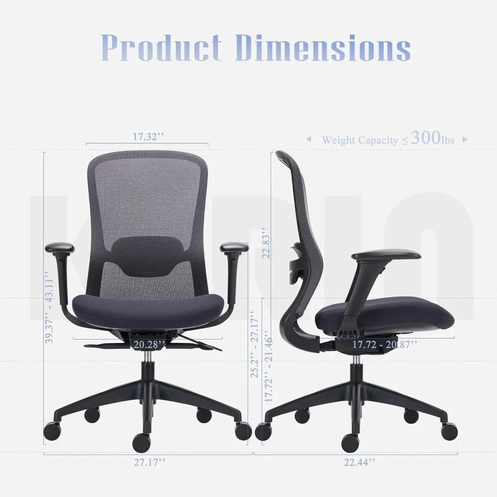 Silla de escritorio de oficina con respaldo medio para ordenador, silla de escritorio ejecutiva con reposabrazos 4D, asiento deslizante, bloqueo de inclinación y soporte Lumbar