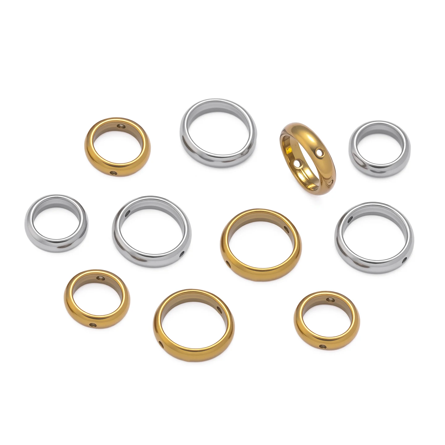 5Pcs/Pack Stainless Steel Double Hole Round Frame Beads Connectors for DIY Jewelry Necklace Bracelet Making Accessories image 2