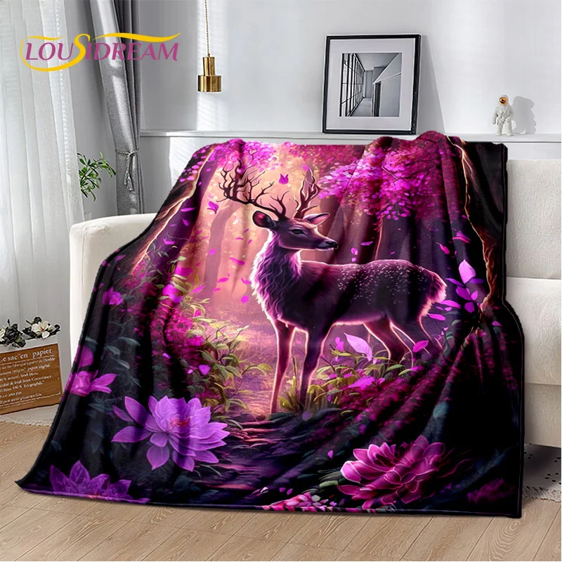 3D Dream Forest Christmas Elk Sika Deer Soft Plush Blanket,Flannel Blanket Throw Blanket for Living Room Bedroom Bed Sofa Cover