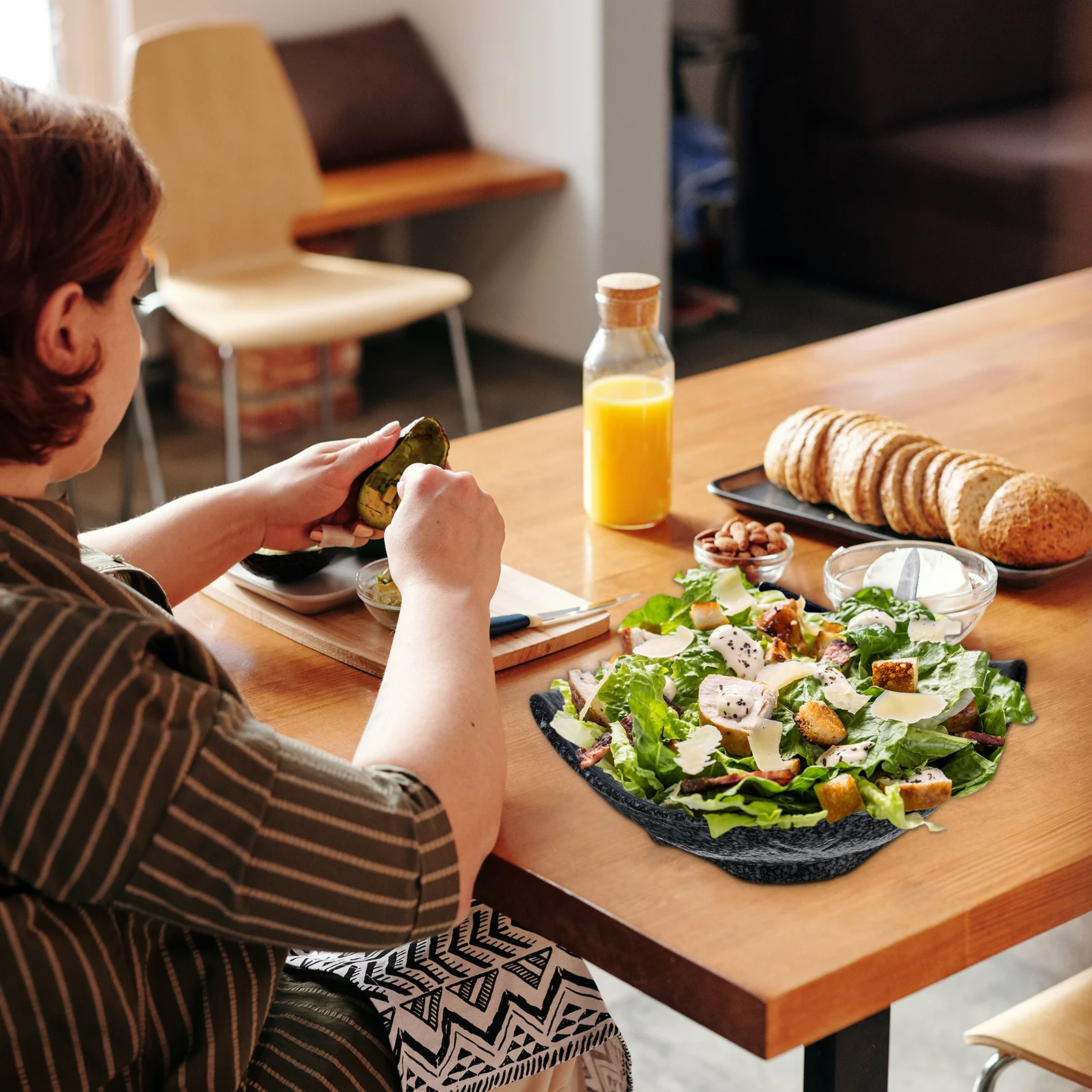 

1Pcs Bark Texture Ceramic Dessert Bowl Crack Resistant Creative Salad Plate Suitable for Parties Buffets Fruits Snacks