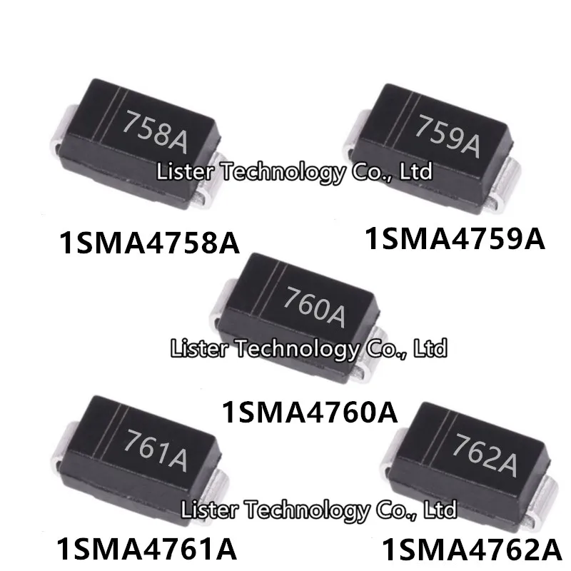 50~200PCS/Lot New 1W Zener Diode SMA 1SMA4758A 1SMA4759A 1SMA4760A 1SMA4761A 1SMA4762A 758A 759A 760A 761A 762A DO-214AC SMD