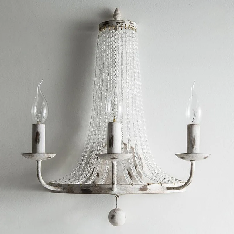 

Vintage American Retro Wall Lamp Crystal Lamp French Countryside Living Room Dining Room Bedroom Corridor Staircase Lighting