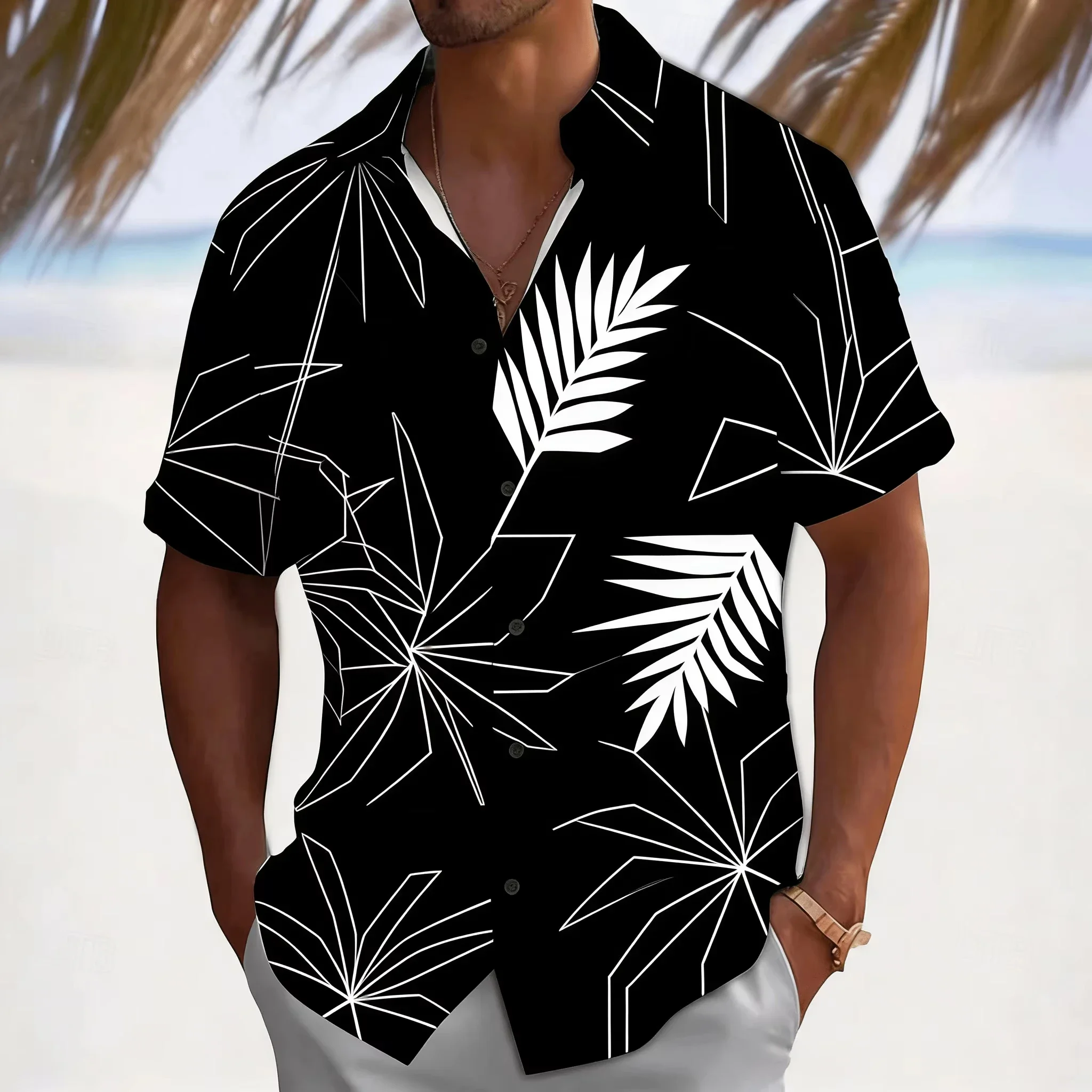 Summer Fashion Men's Beach Party Hawaiian Shirt Man Short Sleeve Loose Fit Cool Print Breathable Holiday Outfit Tops