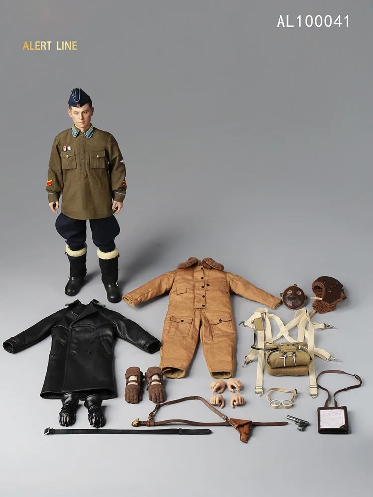 AL100041 1/6 Scale WWII Soviet Air Force Ace Pilot Male Soldier Model Delicate Detail Design 12