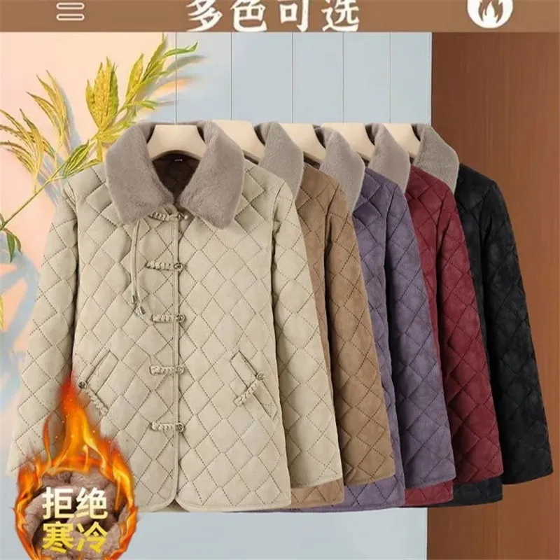 

New Mother Cotton-padded Jacket Women's Padded Middle-aged Coat Female 2025 Winter Fashion Jacket Warm Ladies Velvet Overwear