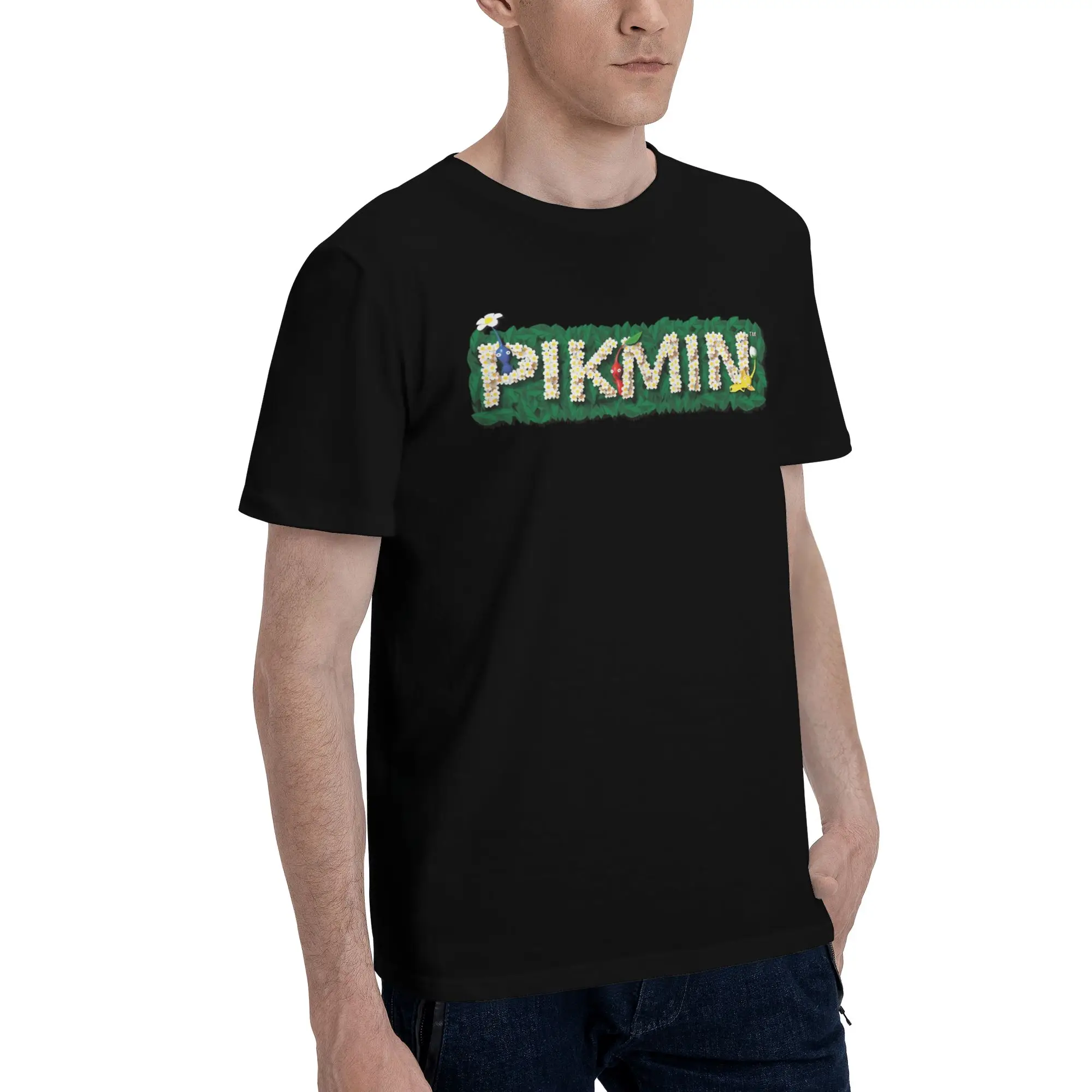 Pikmin logo essential green Men's T Shirts Pikmin  Unique Tees Short Sleeve Crewneck Cotton Party Tops T-Shirt