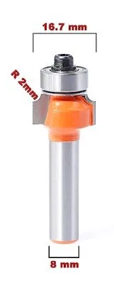 For Wood Woodworking Tool Tungsten Carbide 8mm Corner Round Over Router Bit with Bearing Milling Cutter